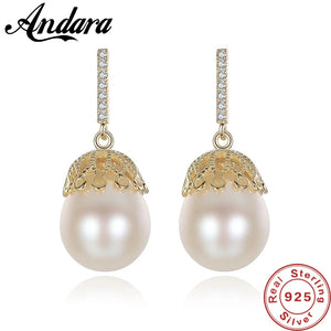 925 Sterling Silver White Pearl Stud Earrings Wedding Gift