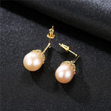 925 Sterling Silver White Pearl Stud Earrings Wedding Gift