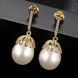 925 Sterling Silver White Pearl Stud Earrings Wedding Gift