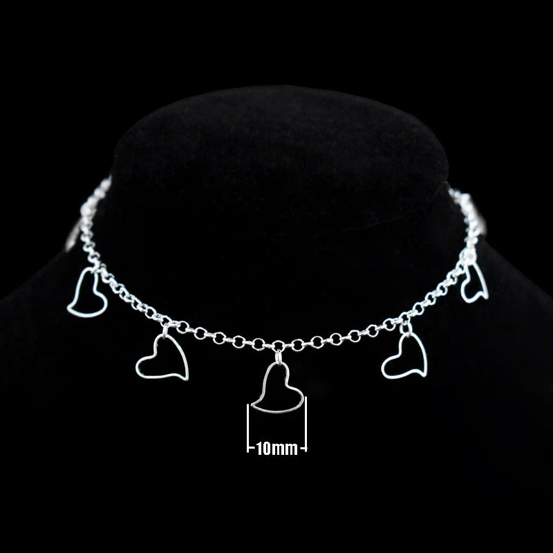 925 Silver Love Heart Pendant Anklet Beach Bracelet Foot Chain Women Jewelry