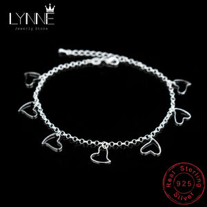925 Silver Love Heart Pendant Anklet Beach Bracelet Foot Chain Women Jewelry