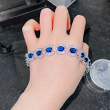 925 Silver Bright Sapphire Bracelet for Women Fine Jewelry