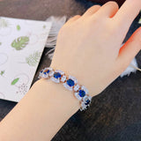 925 Silver Bright Sapphire Bracelet for Women Fine Jewelry