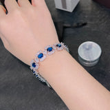 925 Silver Bright Sapphire Bracelet for Women Fine Jewelry