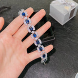 925 Silver Bright Sapphire Bracelet for Women Fine Jewelry