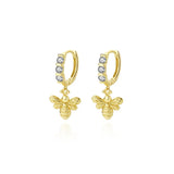 925 Silver Zircon Bee Drop Earrings Women Statement Party Jewelry