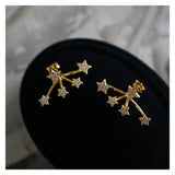 925 Silver Mini Star Zircon Earring Vintage Studs Wedding Jewelry