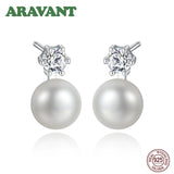 925 Silver Freshwater Pearl Earrings Women White Pink Purple Black