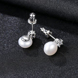 925 Silver Freshwater Pearl Earrings Women White Pink Purple Black