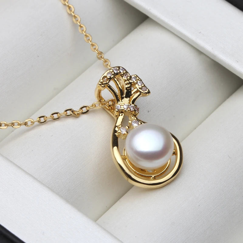 925 Silver Freshwater Pearl Necklace Pendants for Women