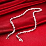 925 Sterling Silver Necklace 3mm Box Chain Round Necklace
