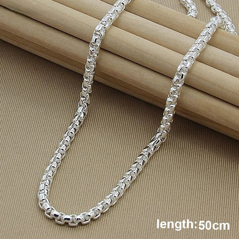 925 Sterling Silver Necklace 3mm Box Chain Round Necklace