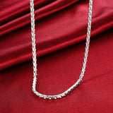 925 Sterling Silver Necklace 3mm Box Chain Round Necklace