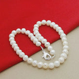 925 Silver Freshwater Pearl Necklace Women Jewelry