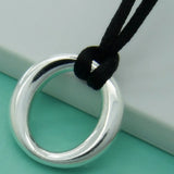 925 Sterling Silver O Word Pendant Necklace Ladies Temperament Jewelry