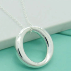 925 Sterling Silver O Word Pendant Necklace Ladies Temperament Jewelry