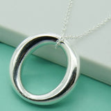 925 Sterling Silver O Word Pendant Necklace Ladies Temperament Jewelry