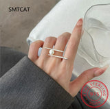925 Silver Pearl Rings for Women Couples Geometric Birthday Jewelry Gift