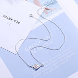 925 Silver Pink Zirconia Blossom Cherry Flower Pendant Necklace for Women