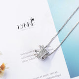 925 Silver Crown CZ Pendant Necklace Rhinestone Charm Women Jewelry Gift