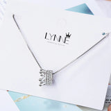 925 Silver Crown CZ Pendant Necklace Rhinestone Charm Women Jewelry Gift