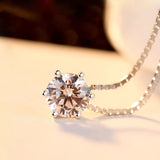 925 Silver CZ Pendant Necklace Rhinestone Women Jewelry