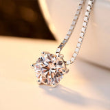 925 Silver CZ Pendant Necklace Rhinestone Women Jewelry