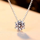 925 Silver CZ Pendant Necklace Rhinestone Women Jewelry