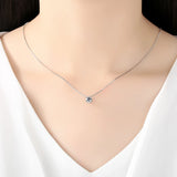 925 Silver CZ Pendant Necklace Rhinestone Women Jewelry