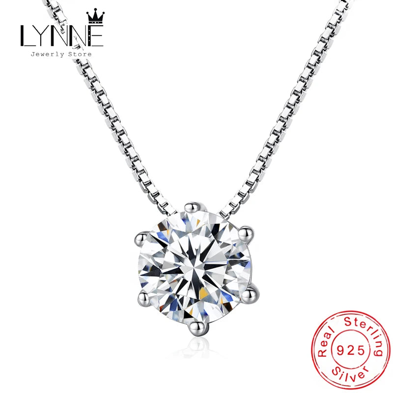 925 Silver CZ Pendant Necklace Rhinestone Women Jewelry