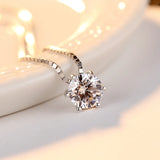 925 Silver CZ Pendant Necklace Rhinestone Women Jewelry