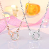 925 Silver Pendant Necklace Rose Rhinestone Chain Women Jewelry