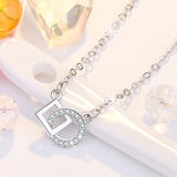 925 Silver Pendant Necklace Rose Rhinestone Chain Women Jewelry