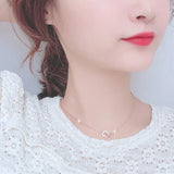 925 Silver Pendant Necklace Rose Rhinestone Chain Women Jewelry