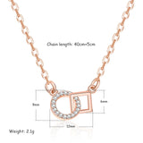 925 Silver Pendant Necklace Rose Rhinestone Chain Women Jewelry
