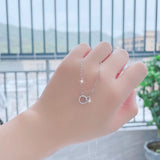 925 Silver Pendant Necklace Rose Rhinestone Chain Women Jewelry