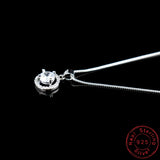 Sterling Silver Zircon Pendant Necklace Rhinestone Clavicle Necklaces Women Gift