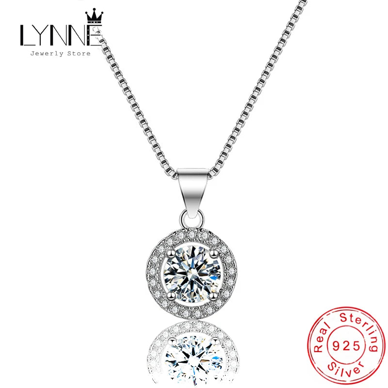Sterling Silver Zircon Pendant Necklace Rhinestone Clavicle Necklaces Women Gift