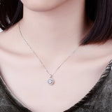 Sterling Silver Zircon Pendant Necklace Rhinestone Clavicle Necklaces Women Gift