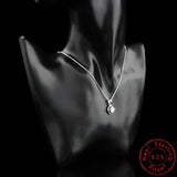 Sterling Silver Zircon Pendant Necklace Rhinestone Clavicle Necklaces Women Gift