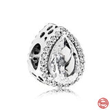925 Silver Zircon Heart Charm Beads for Bracelet DIY, Pendant Accessories