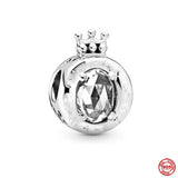 925 Silver Zircon Heart Charm Beads for Bracelet DIY, Pendant Accessories