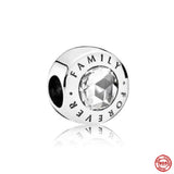 925 Silver Zircon Heart Charm Beads for Bracelet DIY, Pendant Accessories