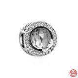 925 Silver Zircon Heart Charm Beads for Bracelet DIY, Pendant Accessories