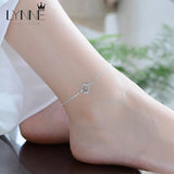 925 Silver Square&Lightning Pendant Beach Anklets Women Jewelry