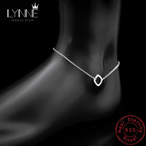 925 Silver Square&Lightning Pendant Beach Anklets Women Jewelry