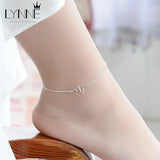 925 Silver Square&Lightning Pendant Beach Anklets Women Jewelry