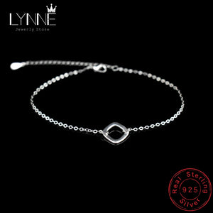 925 Silver Square&Lightning Pendant Beach Anklets Women Jewelry