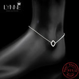 925 Silver Square&Lightning Pendant Beach Anklets Women Jewelry
