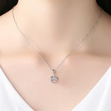 925 Silver Square Zircon Pendant Necklace Lucky Clover Rhinestone Chain